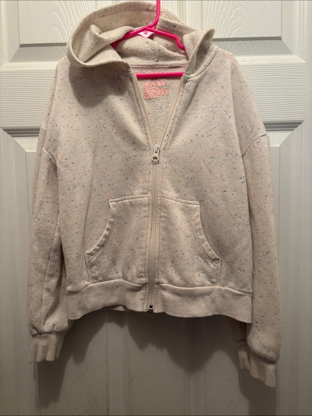 Cat & Jack Cream Speckled Zip-Up Hooded Jacket